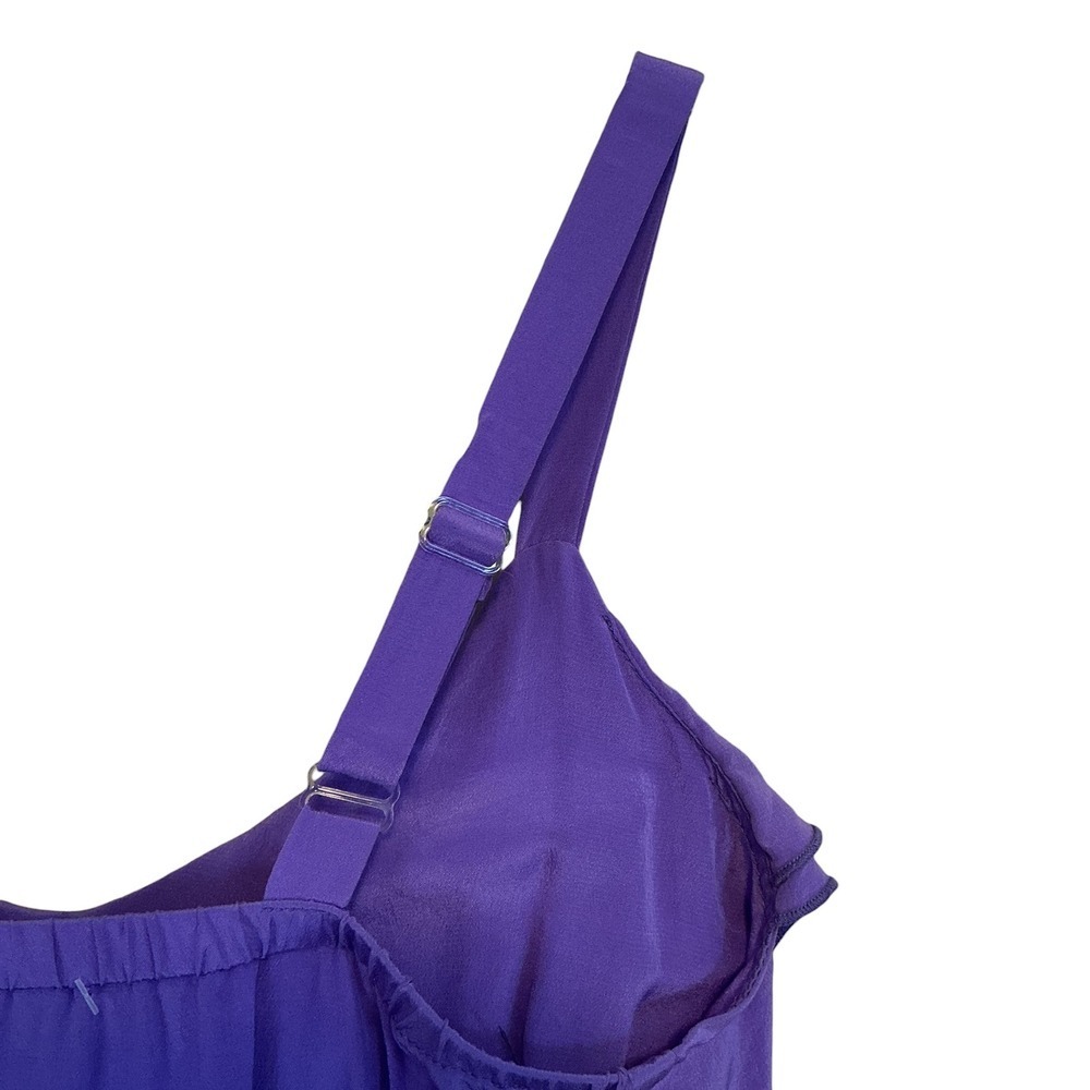 Amanda Uprichard Cami Womens P Purple Ruffle Tiered Silk Elastic Waist Blouse - Picture 8 of 11